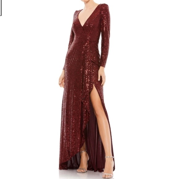 MAC DUGGAL Sexy Formal Wedding Guest Prom Cocktail Long Sleeve Gown • size 6 - Picture 1 of 2